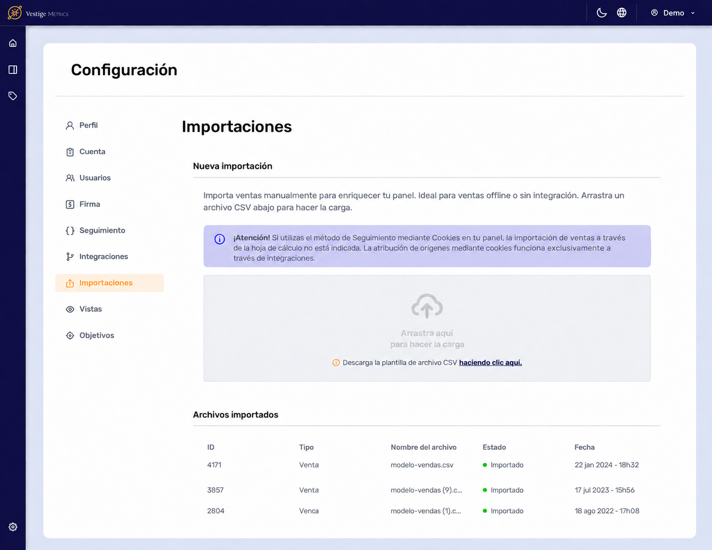 Importação de vendas em CSV